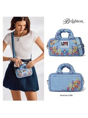 Brighton Love Bandana Crossbody Organizer Bag Floral Paisley Blue New With Tags